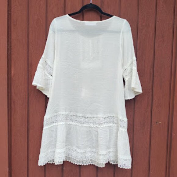 CUPSHE | White Lace Crochet Semi Sheer Bathing Suit Swim Beach Cover Up Mini - Picture 7 of 9